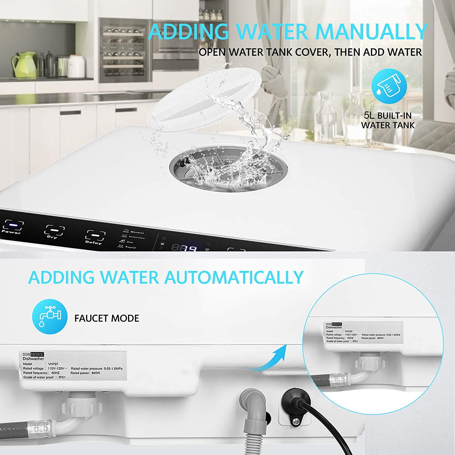 VIVOHOME 110V 840W Electric Portable Compact Countertop Small