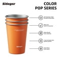 thumbnail image 6 of Sidagar 12 oz Stainless Steel Cups Metal Shatterproof Stackable Pint Drinking Glasses, 3 Pack Orange, 6 of 7