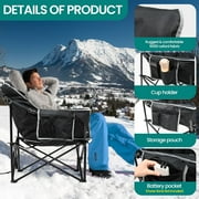 Slsy Oversized Heated Camping Chair, Padded Camp Chair with 3 Heat Levels, Portable Folding Heated Chair Round Moon Saucer Folding Lawn Chair Outdoor Chair