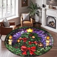 thumbnail image 2 of Round Rug, Christmas Agave Soft Washable Carpet, Non-Slip Floor Mat for Living Room Bedroom Home Decor 24 Inch, 2 of 6