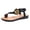 Black, variant on Rokment Women's Platform Flip Flops Fashion Casual Metallic Gold Buckles Leather Wedge Low Heels Elastic Ankle Strap Slingack Dress Sandals 2026 Summer Brown Size 6.5