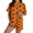 Orange, variant on Womens Outfits Halloween Pumpkin Lapel Short Sleeve Buttoned Pocketed Lightweight Top And Shorts 2 Piece At Home Wear Women's Clothing Sets L