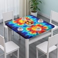 thumbnail image 3 of Colorful Tie Dye Flowe Square Fitted Tablecloth with Elastic Edge,Square Table Cover,Washable Elastic Table Cover for Home Kitchen Party Decor 34"x34", 3 of 6