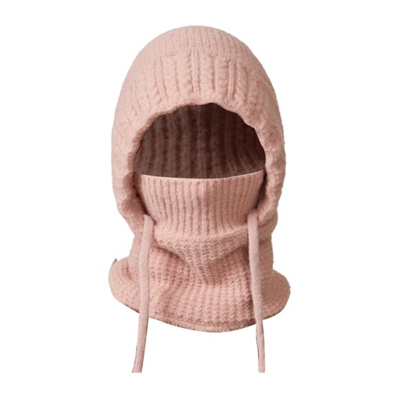 WZXFASHION 3-in-1 Knit Hat Scarf and Ear Flap Combo Color Block Winter Bomber Hat for Women and Men Pink One Size