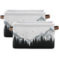 thumbnail image 2 of GZHJMY Mountains Rectangular Storage Bin, Collapsible Toy Storage Bins, Waterproof Canvas Rectangular Storage Bin with Leather Handles for Home Closets Offices,Bedrooms,Kids Toy, Gift Baskets, 2 of 7