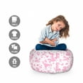 thumbnail image 2 of Unicorn Storage Toy Bag Chair, Magic Horses with Butterflies Birds Clouds Hearts on Polka Dots Myth, Stuffed Animal Organizer Washable Bag, Small Size, Pale Pink White, by Ambesonne, 2 of 3