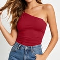 thumbnail image 7 of Erwazi Women's One Shoulder Tops Solid Sleeveless Tank Top Casual Summer Trendy Daily Wear, 7 of 7