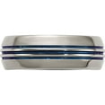 thumbnail image 3 of Titanium Polished Blue Ip 8.5mm Triple Grooved Beveled Edge Band (Size 8) Made In United States tb417-8, 3 of 5