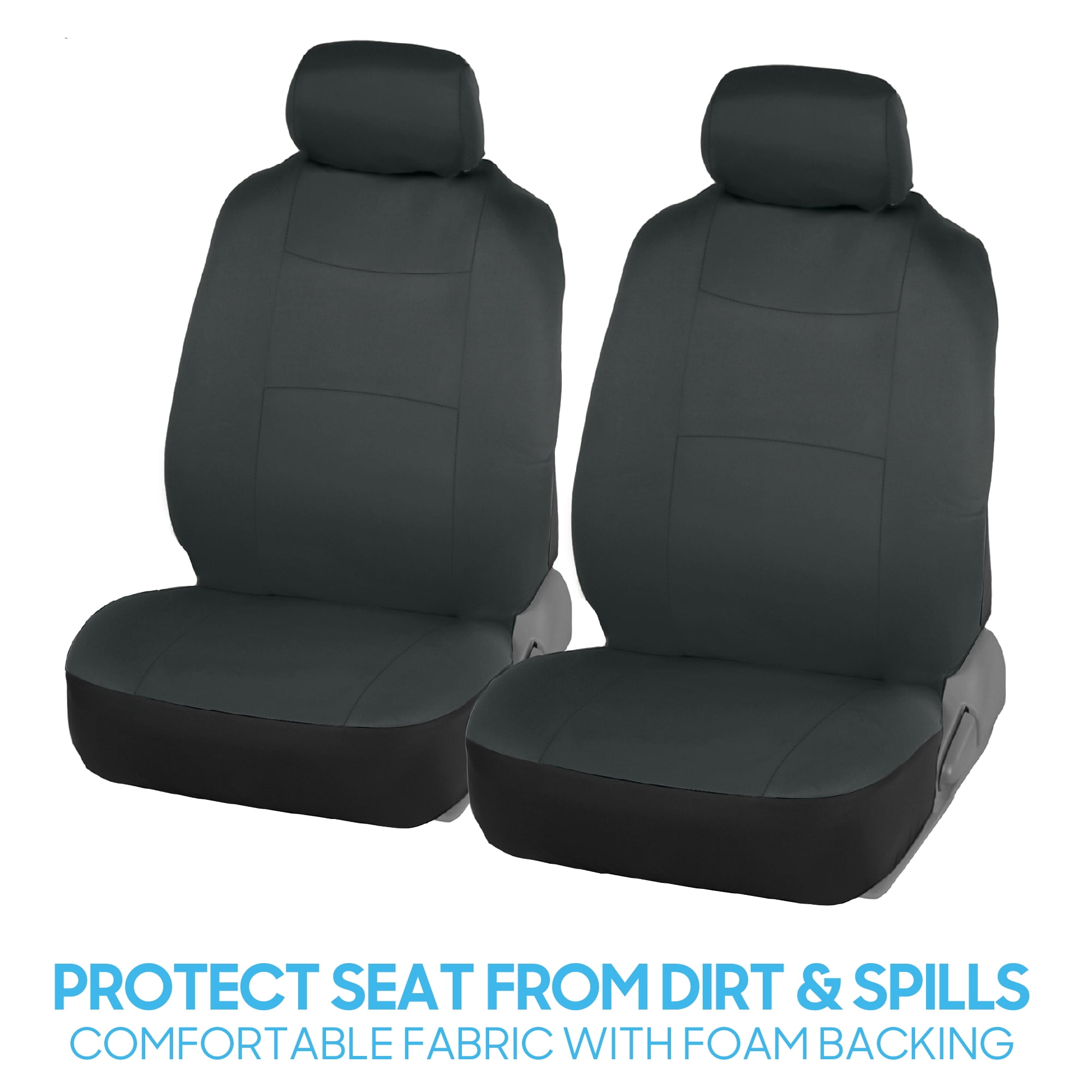 BDK PolyPro Car Seat Covers Full Set in Solid Charcoal – Front and Rear Split Bench Seat Covers for Cars, Easy to Install, Accessories for Auto Trucks Van SUV