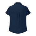 thumbnail image 5 of Resicozy Girls Button Down Linen Shirts for Kids Summer Short Sleeve Dress Shirts Uniform Blouse 3-13 Years Navy 120, 5 of 8