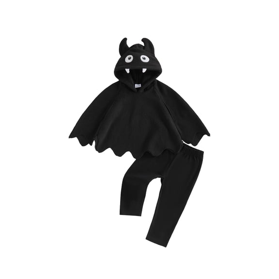 RUINIXCW Toddler Baby Halloween Monster Costume Kids Boy Girl Halloween Vampire Bat Costume Cosplay Outfit Hooded Cape Tops and Long Pants Set