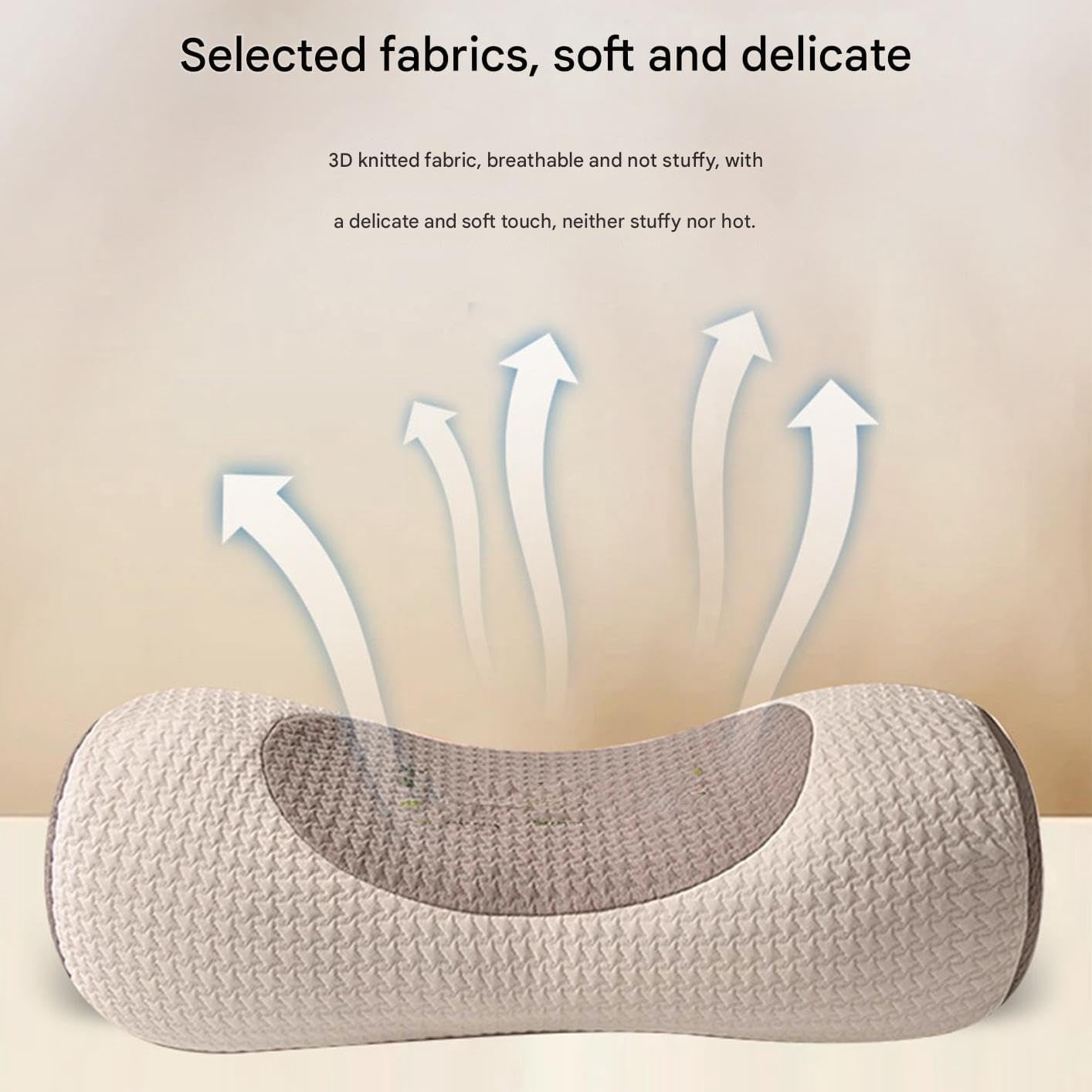 Organic Buckwheat Cervical Neck Pillow, Provide Firm Support Neck Roll, Ergonomic Neck Support Bolster for Side & Back Sleepers, Spine Alignment (White)