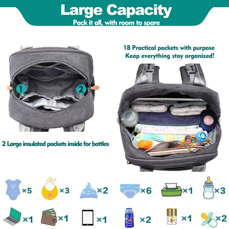 BabbleRoo Baby Changing Backpack with Changing Mat - Large