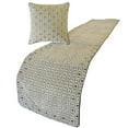 thumbnail image 4 of The HomeCentric King / Queen / Twin Grey Decorative Twin 53"x18" Bed Runner With 2 Pillow Cover, Checkered, Beaded, Hand Embroidery Bed Scarf on Velvet fabric - The Brick Effect, 4 of 5