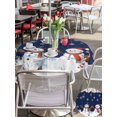 thumbnail image 4 of Outdoor Tablecloth with Umbrella Hole and Zipper, Navy Blue Snowman Christmas Round Table Cloth 54 Inch Waterproof Tablecloth, Xmas Snowflake Winter Ball Picnic Table Cover for Patio Camping, 4 of 7
