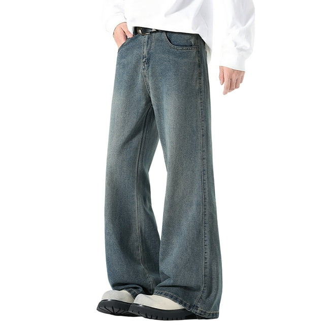 Jeans Coupe Décontractée avec Drapé Fluide et Évasé Subtil pour un Port Quotidien Moderne et Confortable à Toutes les Saisons