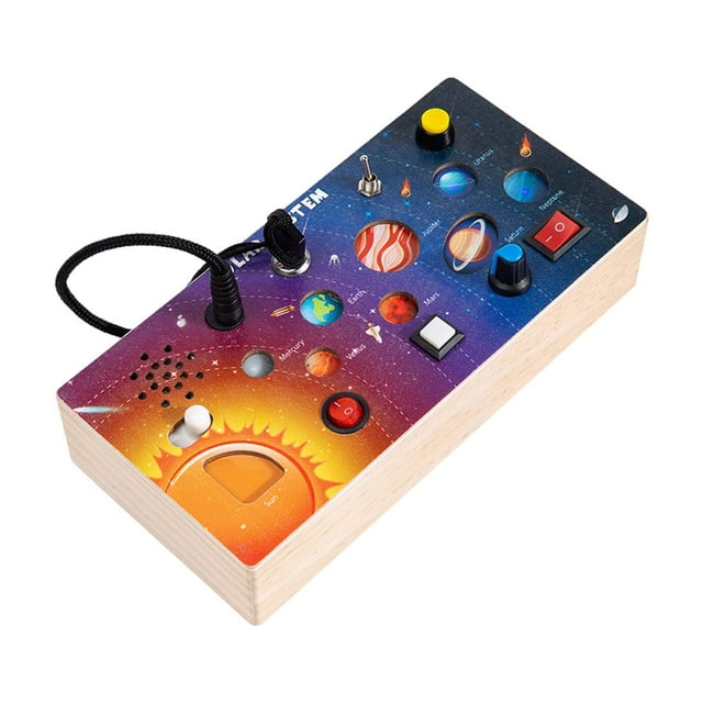 TISHITA Wooden Busy Board with LED Lights Switch Board for Kids Children Holiday Gift