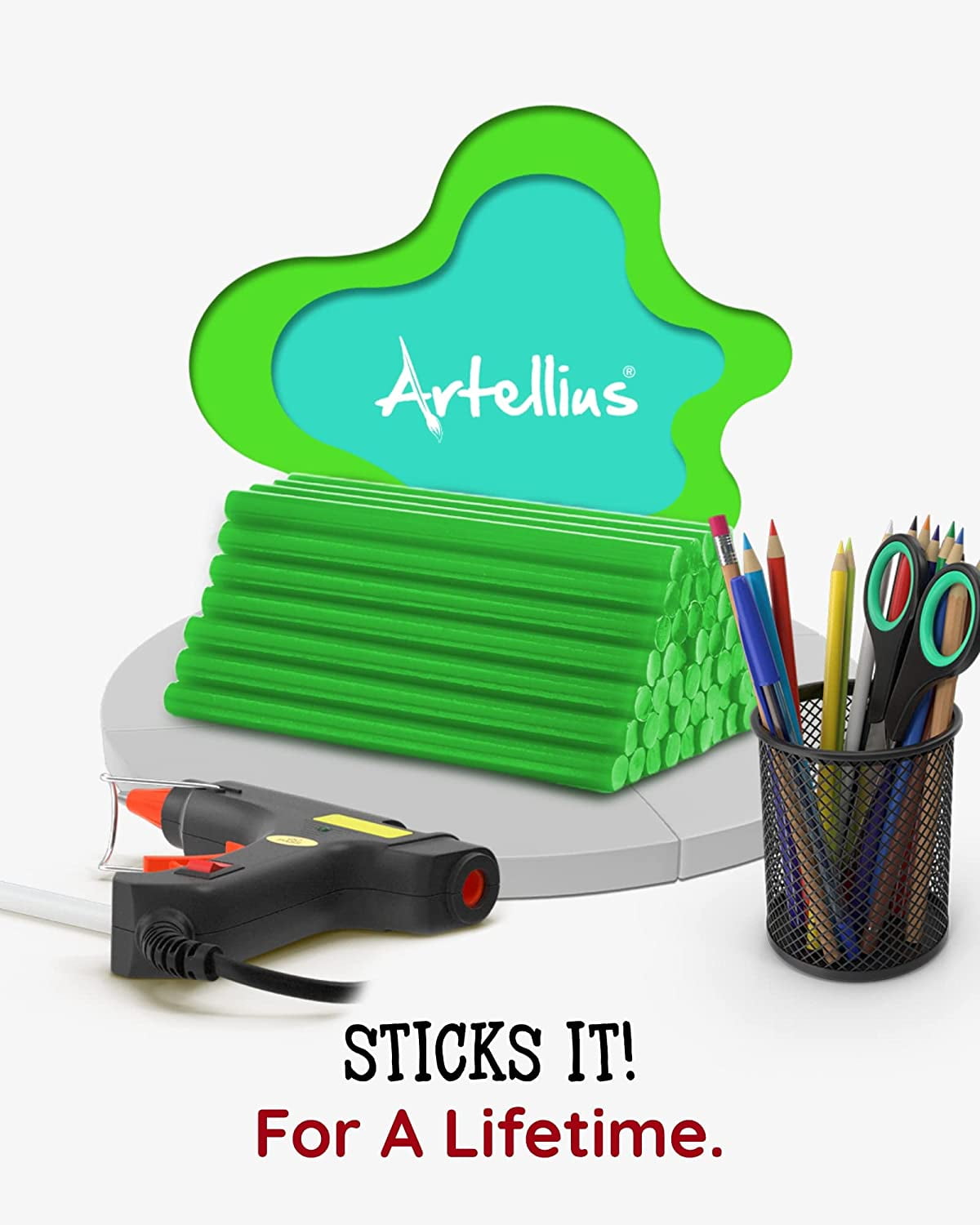 100 Pack Color Hot Glue Sticks. Green Colored Glue Gun Sticks. Hot Melt Adhesive Mini Glue Sticks for DIY Art Craft Repair Bonding Bulk Gold Black Yellow Pink Red Purple