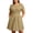 A-Khaki, variant on Summer Dress for Women Plus Size 100% Cotton Notch V Neck Short Sleeve Pleated A Line Knee-Length Dress with Pockets