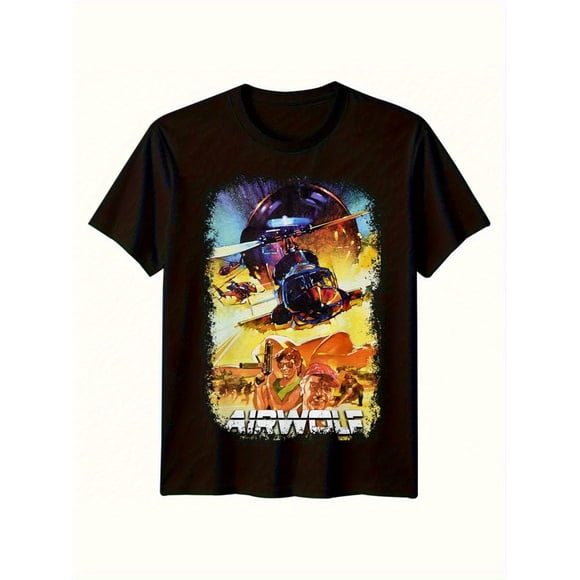T Shirt Airwolf 1984 TV Show Vintage 80s action series graphic tee featuring the iconic black helicopter and Airwolf