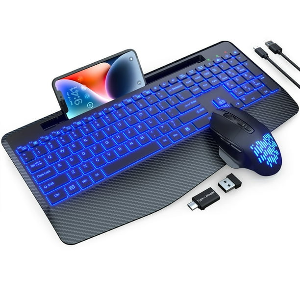 Combo inalámbrico de teclado y ratón SABLUTE, recargable, negro