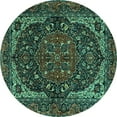 thumbnail image 1 of Ahgly Company Machine Washable Indoor Round Persian Turquoise Blue Traditional Area Rugs, 4' Round, 1 of 4