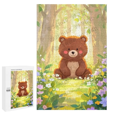 1000 Piece Jigsaw Puzzle – Cute Cartoon Bear Decor | Relaxing Puzzle for Bear Lovers and Nature Enthusiasts | Bear Decor Puzzle | Woodland Animal Decor | 30 x 20