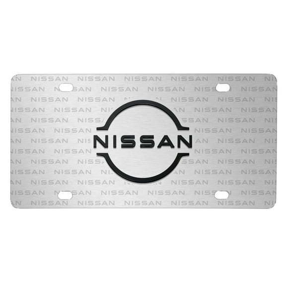 Nissan New 3D Logo on Nissan Pattern Silver Aluminum License Plate