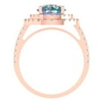 thumbnail image 4 of 2.6 ctw with Simulated Diamond Halo Accents Anniversary Ring for Women | Round Cut Blue Moissanite | Hyperallergenic Solid 14K Rose Gold, 4 of 5