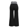 thumbnail image 5 of WTOBBY Women's Hollow Belt Detail Flared Wide Leg Pants - Office Casual Trousers with High Waist & Stretch Fabric for Professional Chic Looks,Black L, 5 of 5