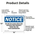 thumbnail image 2 of (2 Pack) We Are An Illegal Drug And Violence Free OSHA Notice Sign 14 Inch X 10 Inch Indoor / Outdoor Rust-Free Aluminum Metal Signs for Workplace, Workshop, and Construction Site, Made, 2 of 8