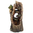thumbnail image 1 of LuxenHome Brown Resin Hollow Tree and Birdhouse Outdoor Fountain with LED Light, 1 of 3