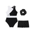 thumbnail image 4 of Aislor Kids Girls Sleeveless Gymnastics Leotard Figure Skating Jumpsuit Biketard Bodysuit and Shorts White&Black 16, 4 of 5