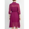 thumbnail image 5 of Nanette Lepore Collared 3-4 Sleeve Button Down Tie Waist Illusion Chiffon Dress-BALI ORCHARD / 4, 5 of 12