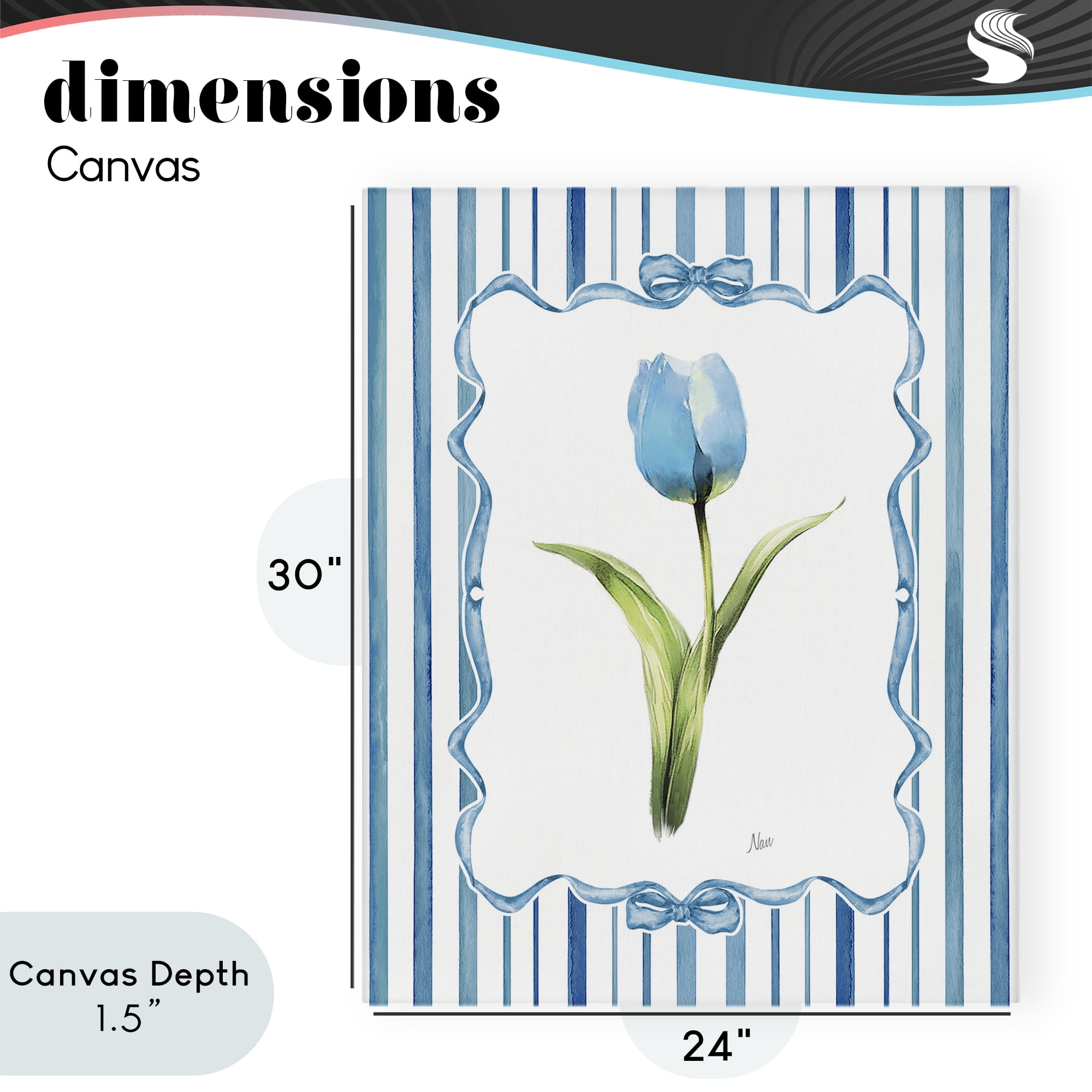 Stupell Industries Single Blue Tulip Stripes Canvas Wall Art, design by Nan