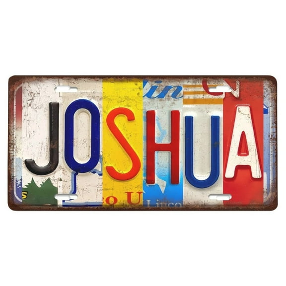 Decorative Sign: Vintage Joshua Metal Tin Sign License Plate Wall Decor , suitable for home, bar and office, man nest and garage living room, and also a great gift for others. 12 x 6 inches