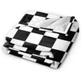 thumbnail image 5 of Checkered Plaid Pattern Black and White Throw Blanket Ultra Soft Warm All Season Checkerboard Background Decorative Fleece Blankets for Bed Chair Car Sofa Couch Bedroom 50"X40", 5 of 6