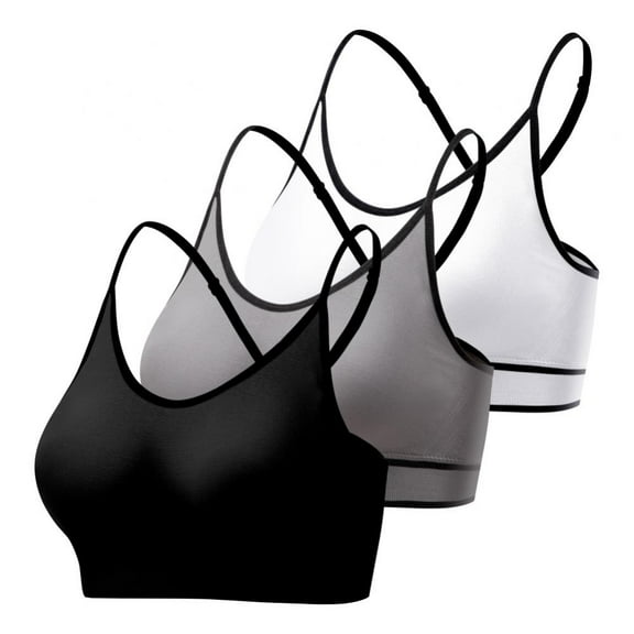 Xmarks 3 Packs Padded Sports Cami Bra Women for Workout Yoga Adjustable Straps Removable Pads Low Impact