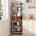 thumbnail image 4 of Furologee 5 Tier Ladder Shelf, Narrow Ladder Bookcase with Drawer, Storage Shelves Organizer for Bedroom, Living Room, Bathroom, Home Office, Rustic Brown, 4 of 8