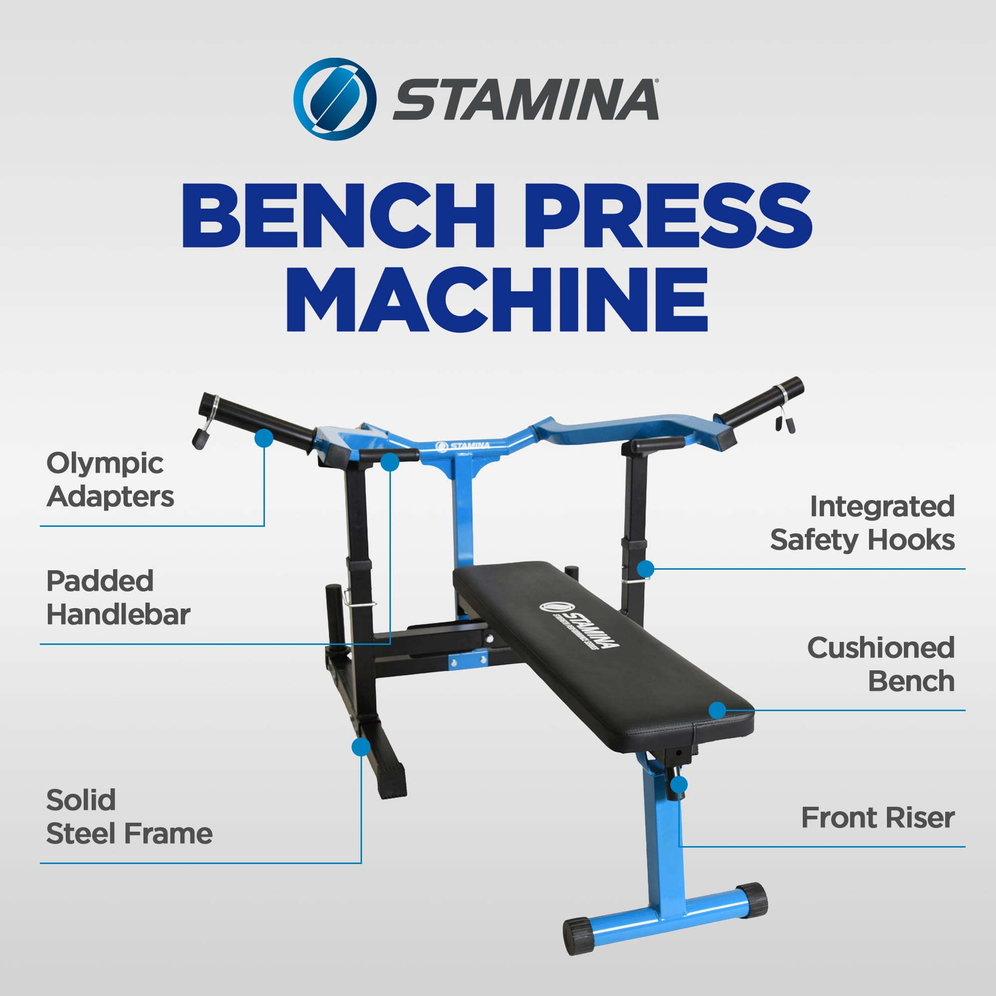 Stamina Bench Press Machine with Adjustable Angle for Home Strength Training, 50-3100