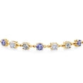 thumbnail image 2 of Gem Stone King 18K Yellow Gold Plated Silver Lab Grown Diamond Tennis Bracelet for Women Tanzanite Moissanite (2.39 Cttw, Fully Adjustable up to 9 inch), 2 of 3
