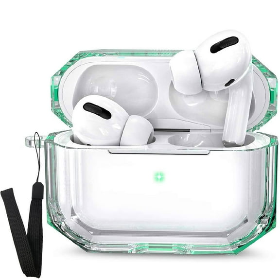 Airpods Pro Case Full Protective Multi Color Dustproof Enhanced Impact Absorbent TPU Compatible with Apple AirPod Pro for Women and Men with Carabiner Clip - Clear Pro (Mint)