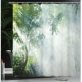 thumbnail image 4 of Ambesonne Nature Shower Curtain, Sunbeams Shadows Idyllic, 69"Wx70"L, Green White, 4 of 5