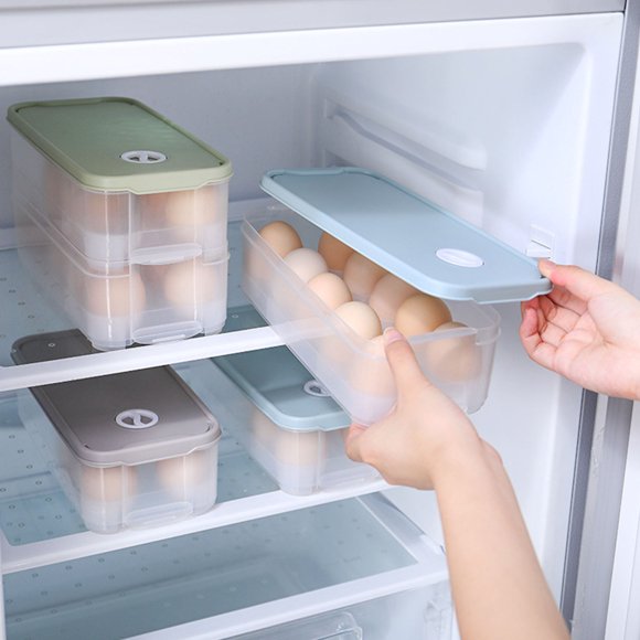 HAMPPLIES 1Ud Caja Para Guardar Huevos Con 10 Compartimentos Azul Con De Fecha Para Refrigerador