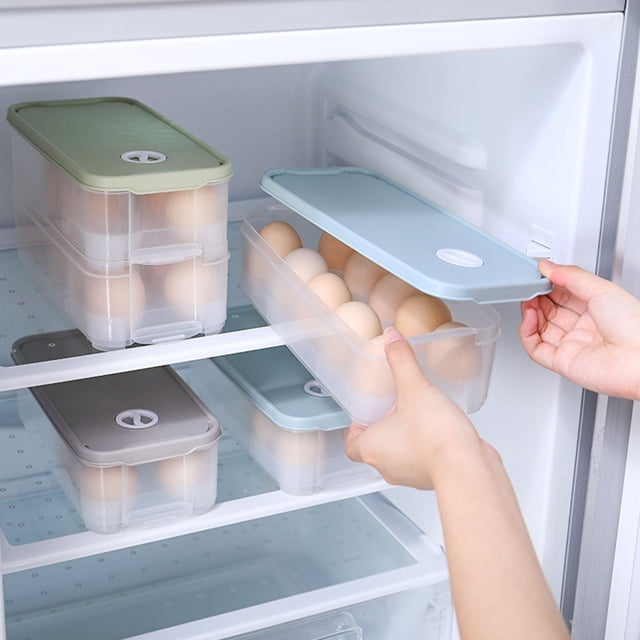 HAMPPLIES 1Ud Caja Para Guardar Huevos Con 10 Compartimentos Azul Con De Fecha Para Refrigerador