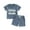 Blue, variant on Toddler Baby Boy Summer Clothes 6M 12M 18M 24M 3Y Waffle Knit  Little Dude Short Sleeve T-Shirt Solid Drawstring Shorts Set