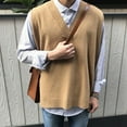 thumbnail image 1 of Suéter de cuello en V para hombre, suéter de punto holgado a la moda, chaleco sin mangas de otoño, 1 of 5