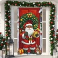 thumbnail image 4 of Linnome Santa Claus Gift Delivery Theme Christmas Door Curtain 6.66x2.99 Ft, Festive Holiday Party Background Decor, 4 of 6