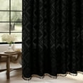 thumbnail image 5 of Inosoo Black Bohemian Shower Curtain, 72 x 84 Inch Extra Long Water-repellent Textured Tufted Chevron Striped Bathroom Shower Curtains with Tassels, 5 of 8
