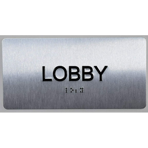 Lobby Floor Number Sign Silver-Tactile Touch Braille Sign (Aluminium !!, Brush Silver,Size 4x8)- The Sensation line(ref-2022-4)